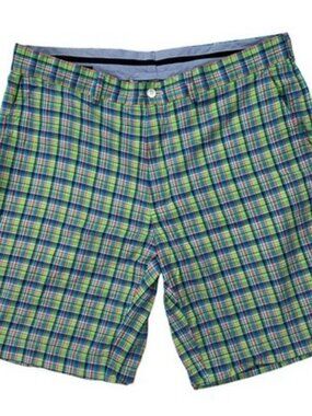 Polo Golf Shorts Men 36 Blue Green Plaid 9" Inseam Ralph Lauren Bermuda Casual
